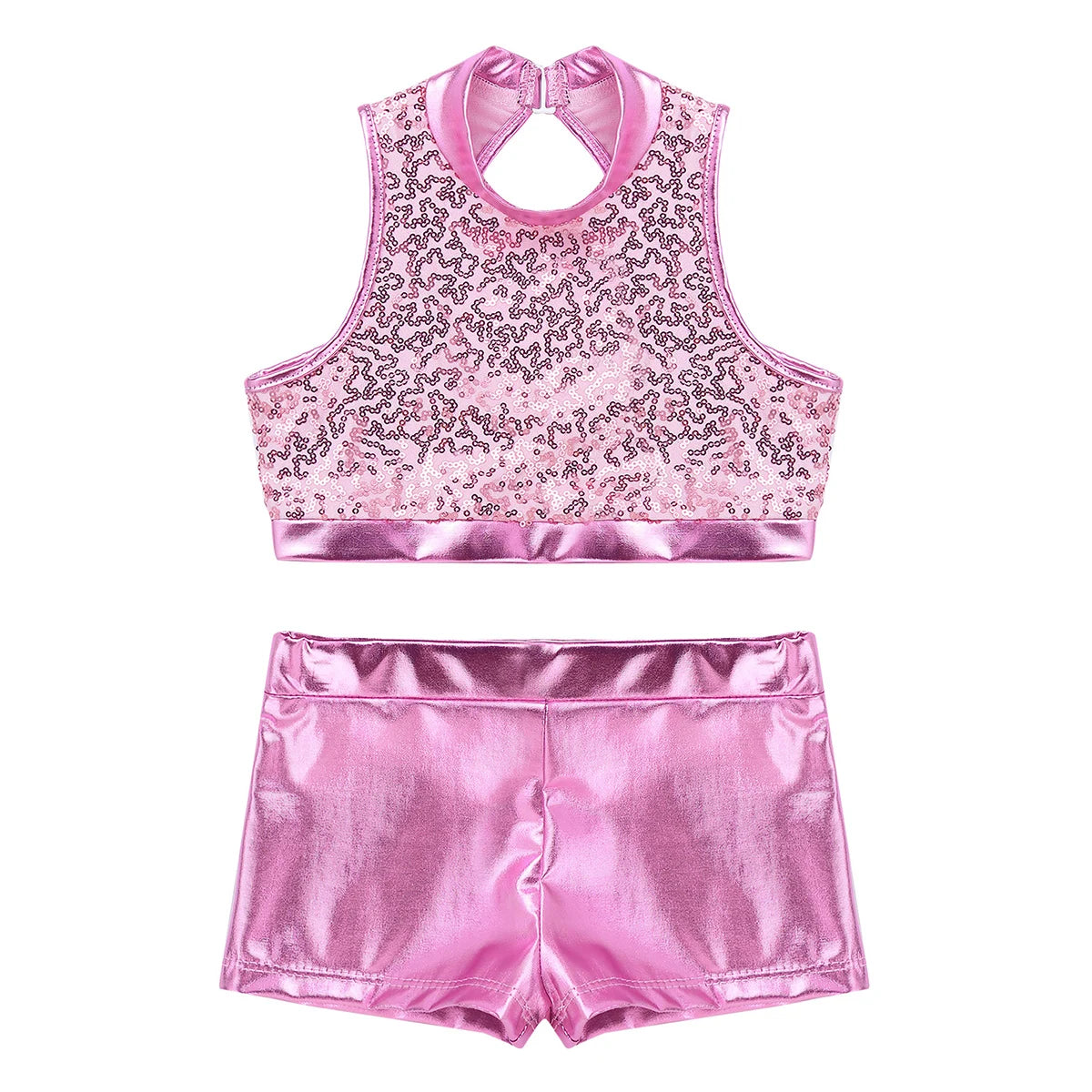 Girls Dance Costume Sequin Crop Top & Shorts Set (Age 6-12 YRS)