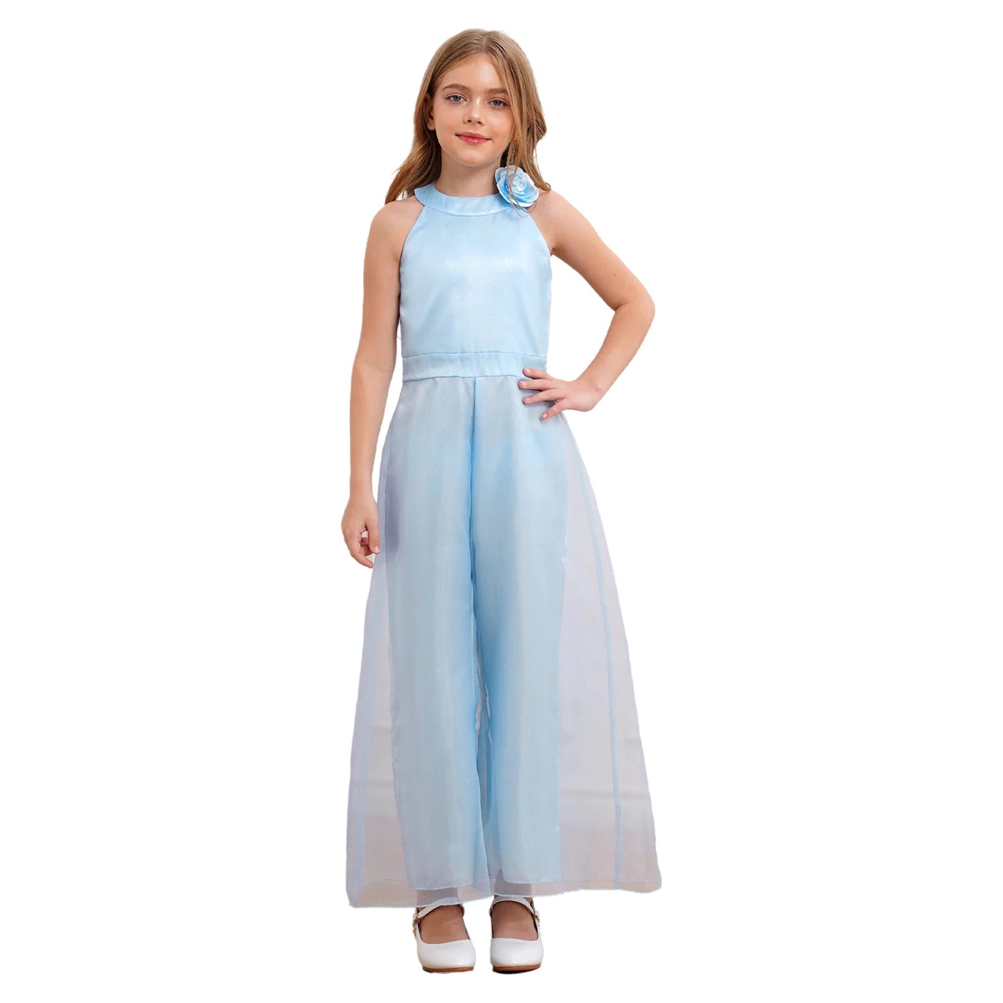 Girls Halter Neck Sleeveless Wide Leg Jumpsuit (6-14 YRS)