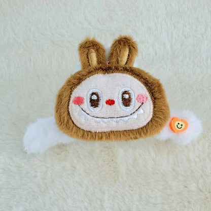 Labubu Double‑Sided Fabric Hair Clips | 3D Labubu Doll Barrettes Brown