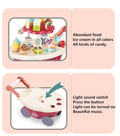 Children's Mini Candy Ice Cream Cart with Lighting Music Toy