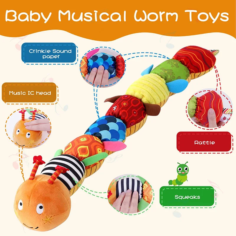 Baby Rattle Musical Caterpillar Worm Soft Plush Toy - 60CM