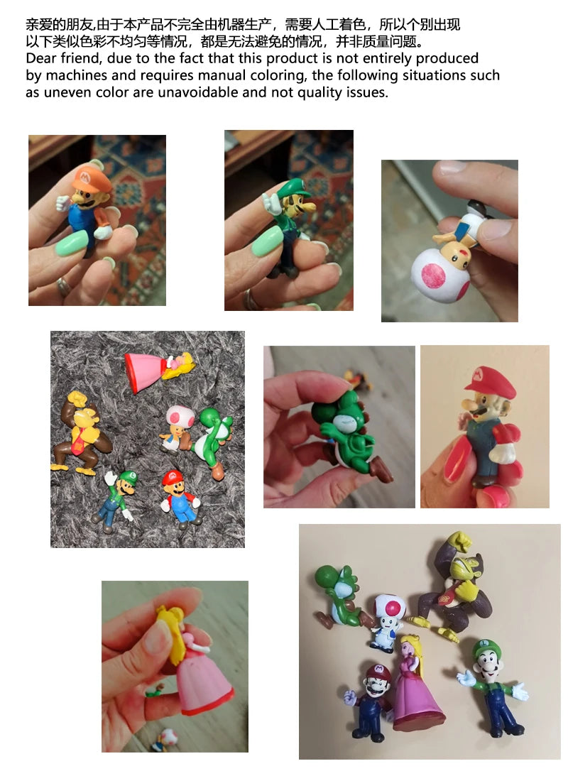 Super Mario Bros Action Figure Set – 6-Piece PVC Model Collection | Luigi, Yoshi, Donkey Kong & More