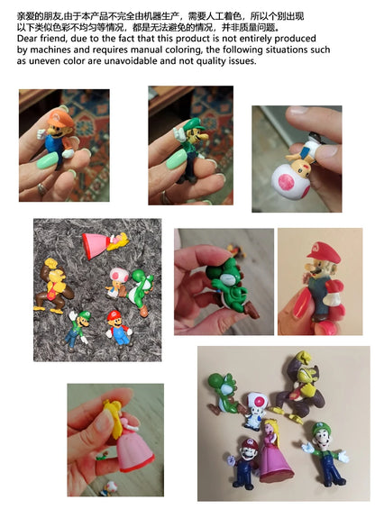 Super Mario Bros Action Figure Set – 6-Piece PVC Model Collection | Luigi, Yoshi, Donkey Kong & More