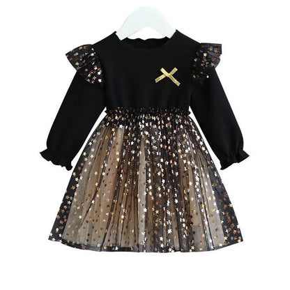 Girls Long Sleeve A-line Sequin Sparkly Dress (Age 12M-7YRS) Long Sleeve