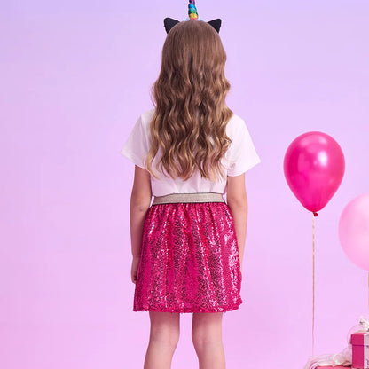 Girls Pink Sequin Skirt (Age 3-10YRS)