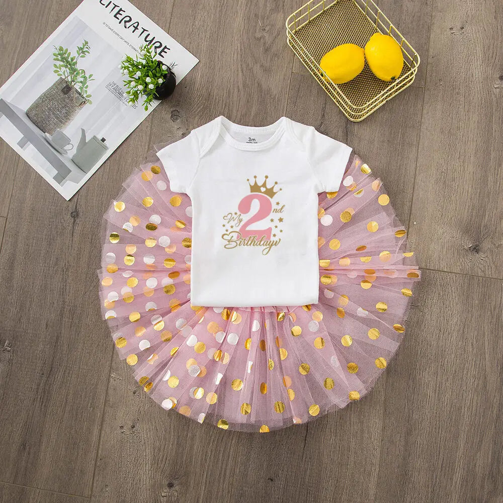 My 1st/2nd Birthday Baby Girl Birthday Pink Tutu Cake Dress (Age 3M-24M) DR140151-SQPWHYPK