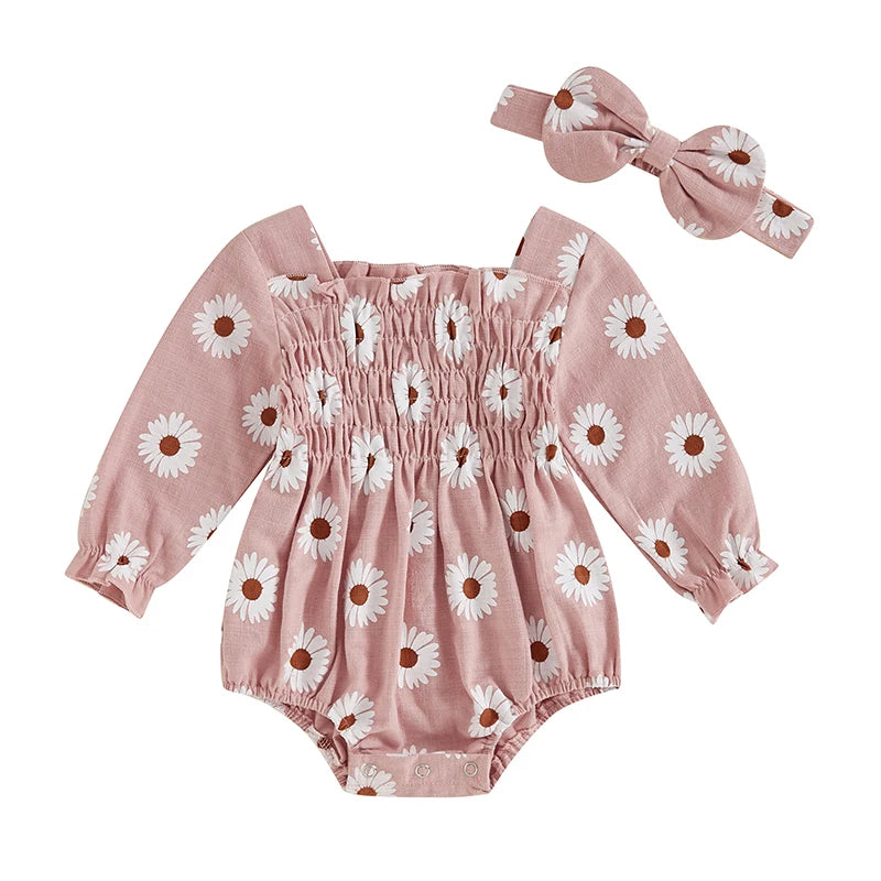 Baby Girls Daisy Romper (Age Newborn - 18M) Pink