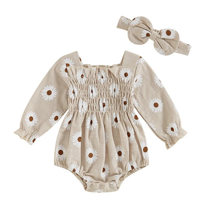 Baby Girls Daisy Romper (Age Newborn - 18M) Beige