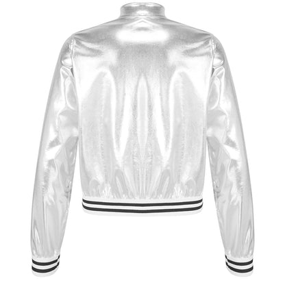 Girls Metallic Long Sleeve Zipper Jacket (Age 6-16 YRS)