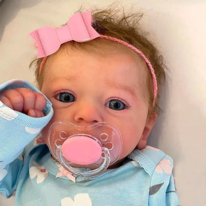 Reborn Baby Doll Felicia Blue Eyes Doll Soft Hand-Rooted Hair 45-48cm