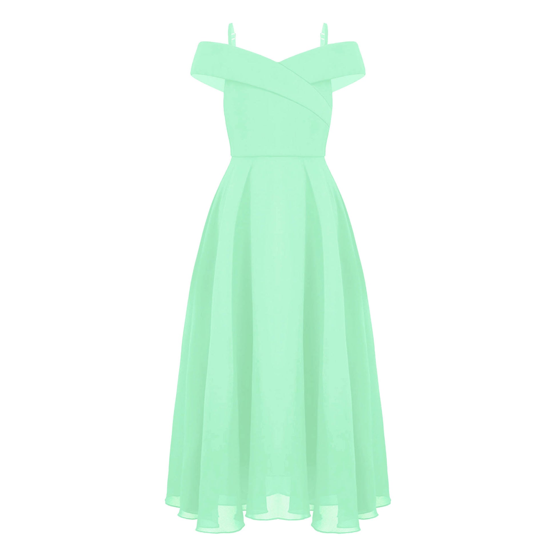 Girls Chiffon Off-the-Shoulder Adjustable A-Line Dress (Age 4-16 YRS)