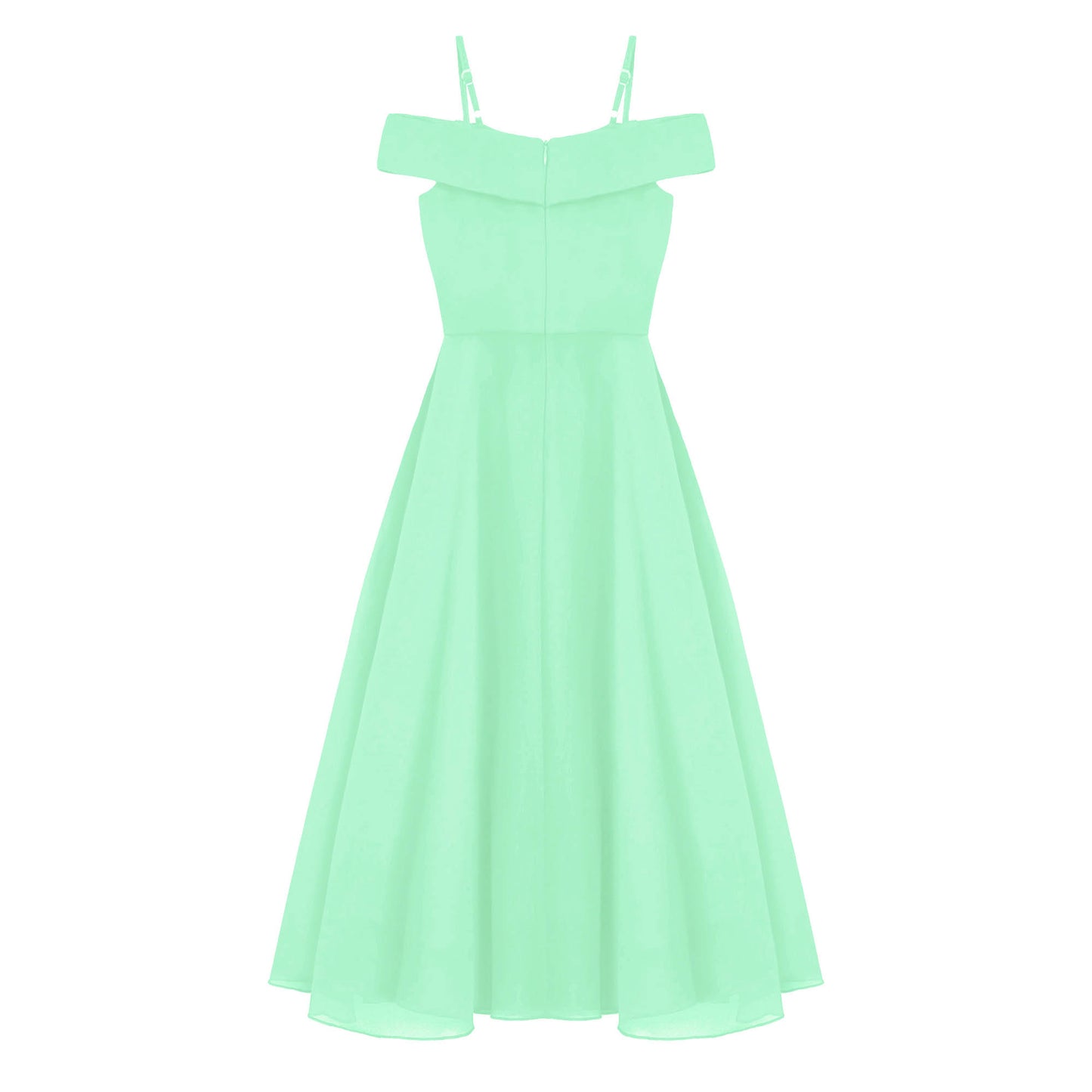 Girls Chiffon Off-the-Shoulder Adjustable A-Line Dress (Age 4-16 YRS)