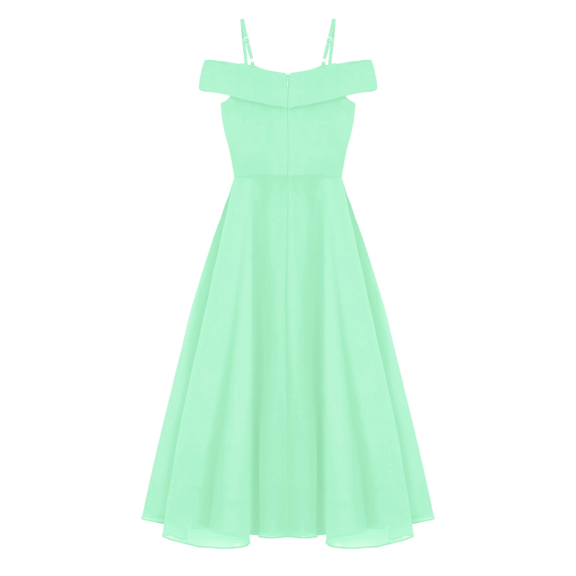 Girls Chiffon Off-the-Shoulder Adjustable A-Line Dress (Age 4-16 YRS)