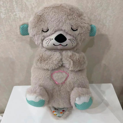 Baby Plush Breathing Bear Soothing Sleep Playmate Otter Toy Burgundy
