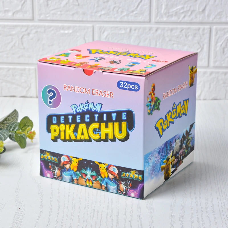 Blind Box Figures - Labubu & Pokémon Erasers- 32 Pack Pokémon Detective