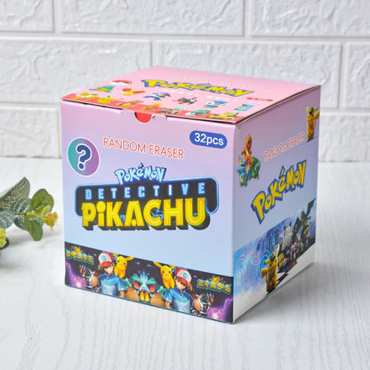 Blind Box Figures - Labubu & Pokémon Erasers- 32 Pack Pokémon Detective