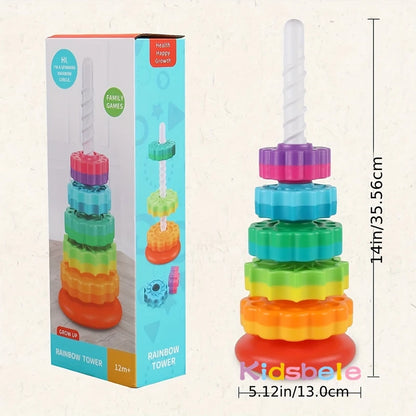 Rotating Rainbow Spinning Stacking Baby Toys Multi