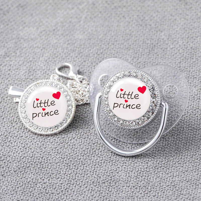 Baby Rhinestone Silver Luxury Pacifier Dummy Clips L