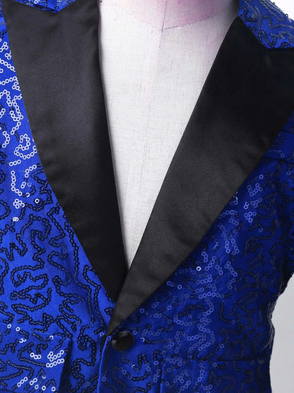 Boys Sequin Dance Tuxedo Jacket Suit & Fedora Hat (Age 6-16 YRS)