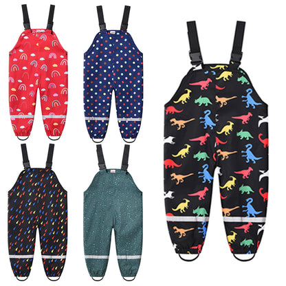 Toddler Rain Adjustable Printed Waterproof Trousers Overalls (Age 18M-6YRS)