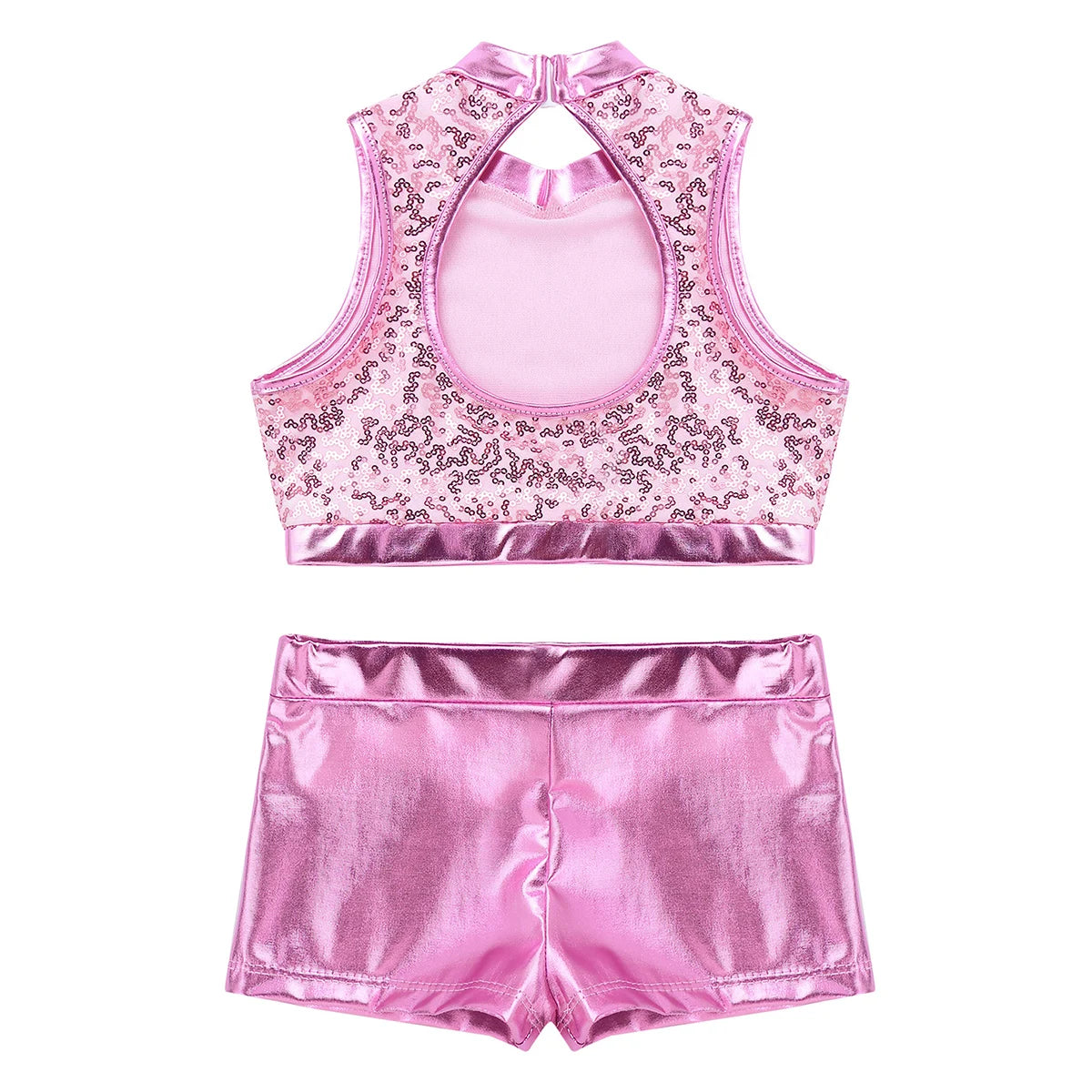 Girls Dance Costume Sequin Crop Top & Shorts Set (Age 6-12 YRS)