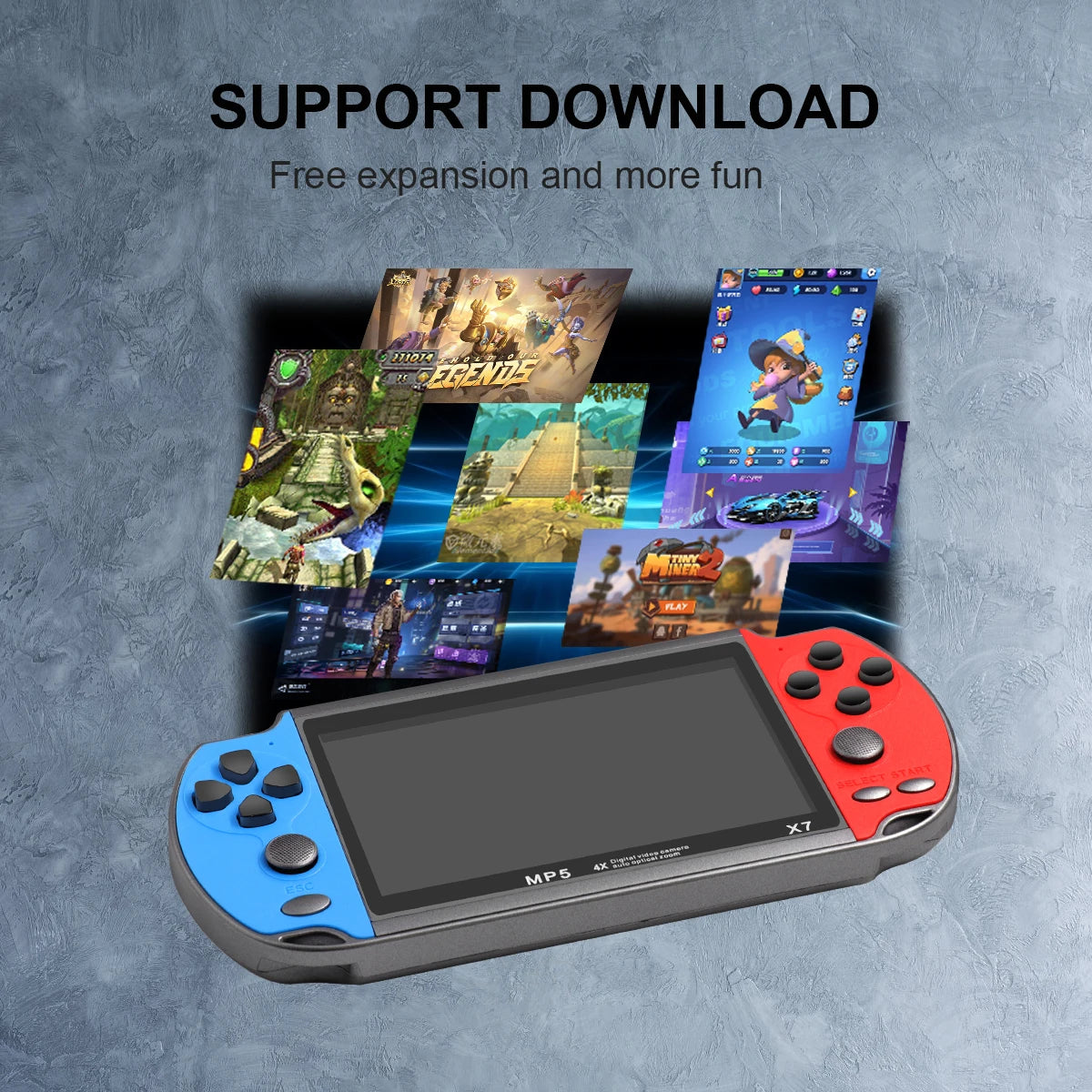 Gaminja X7 Handheld Game Console – 4.3" IPS Screen | Built-In 10,000 Retro Games | GBA, GBC, NES Compatible