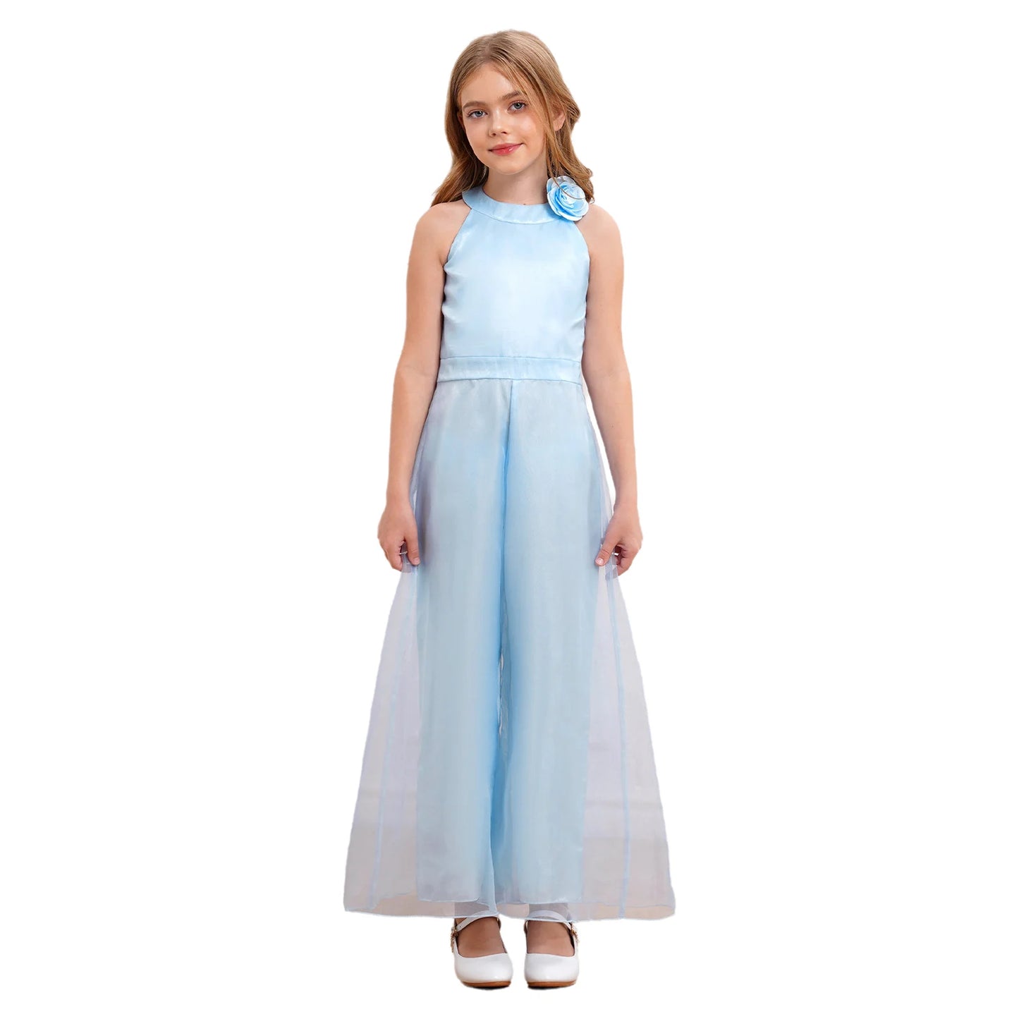 Girls Halter Neck Sleeveless Wide Leg Jumpsuit (6-14 YRS)