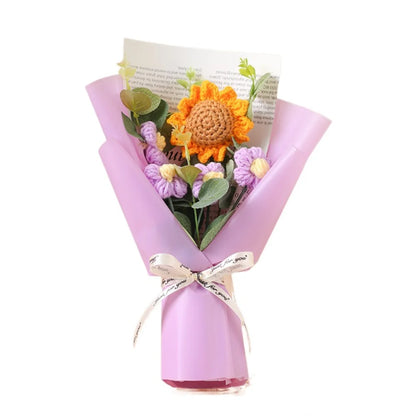 Handmade Crochet Sunflower Daisy Flower Bouquet Gift Purple