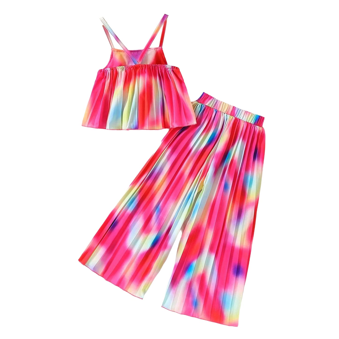 Girls Pleated Spaghetti Strap Camisoles Top & Wideleg Trousers (Age 4-7YRS)