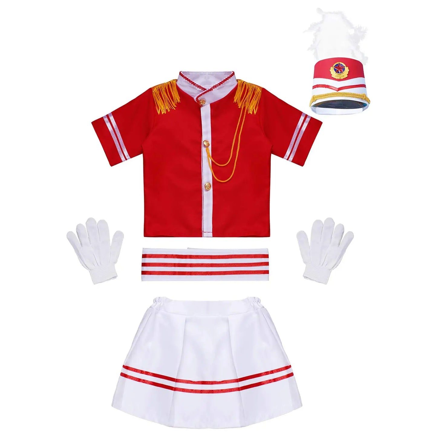 Boys/Girls Nutcracker Drum and Trumpet Team Costume (Age 4-12YRS) Red D