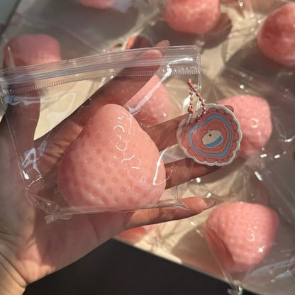 Strawberry Squeeze Toy Silicone Fidget Stress Pink