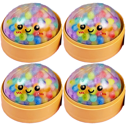 Mini Dumpling Squishy With Steamer – Crystal Soft Stress Relief Toy 4pcs