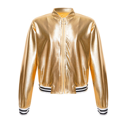 Girls Metallic Long Sleeve Zipper Jacket (Age 6-16 YRS)