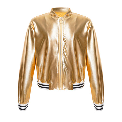 Girls Metallic Long Sleeve Zipper Jacket (Age 6-16 YRS)