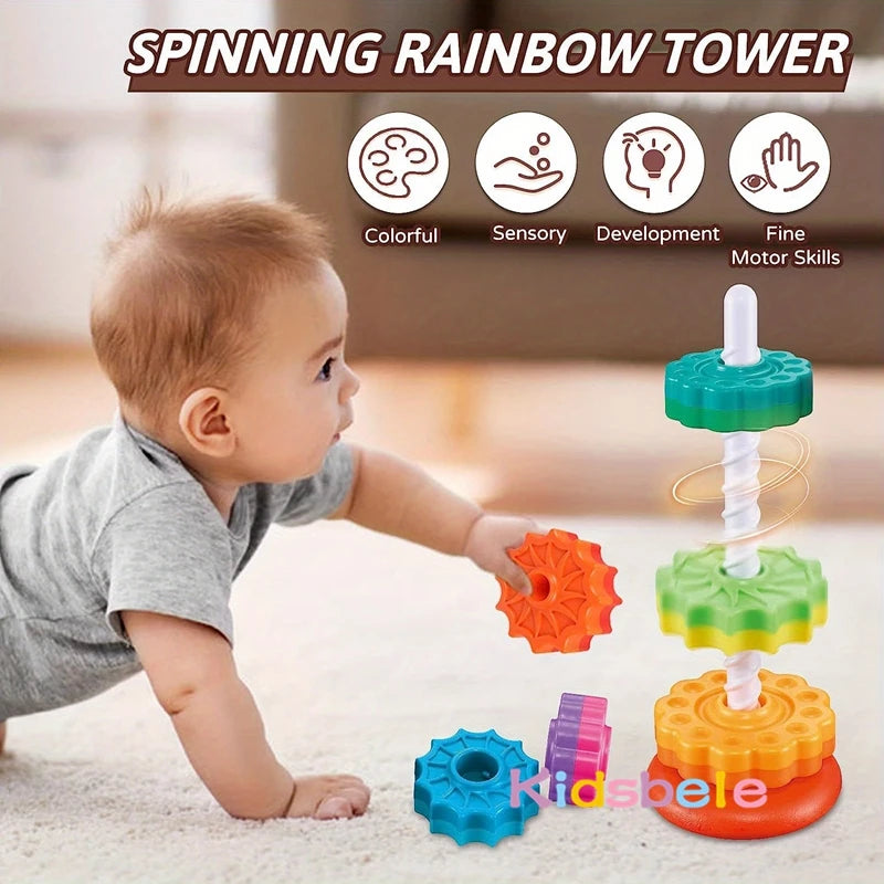 Rotating Rainbow Spinning Stacking Baby Toys