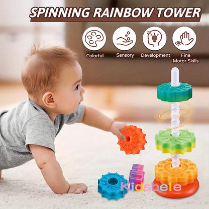 Rotating Rainbow Spinning Stacking Baby Toys