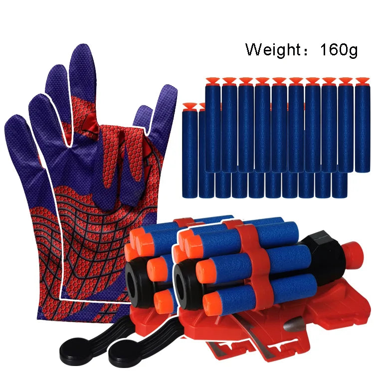 Spider-Man web launcher glove Soft Bullets Launcher Spray Wrist With Gloves Launching Soft Bomb Toy Gun Outdoor Games Toys