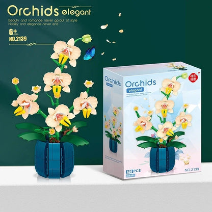 Moth Orchid Potted Building Blocks Bouquet DIY Toy