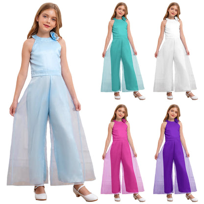 Girls Halter Neck Sleeveless Wide Leg Jumpsuit (6-14 YRS)
