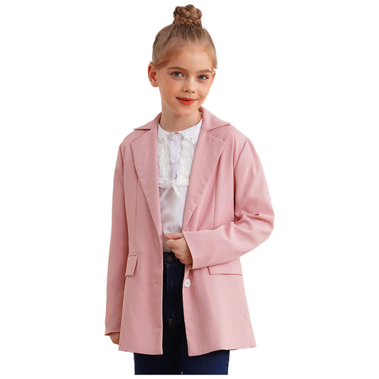 Girls Lapel Long Sleeve Blazer Jacket (6-16 YRS)