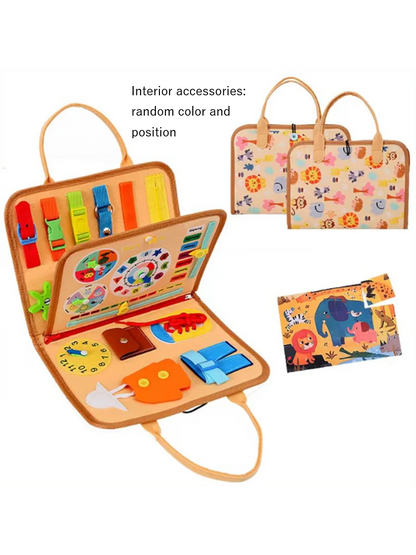 Montessori Busy Board Educational Activity Developing Sensory Board Fine Basic Dress Motor Skills Travel Toy Gift for Boys Girls B