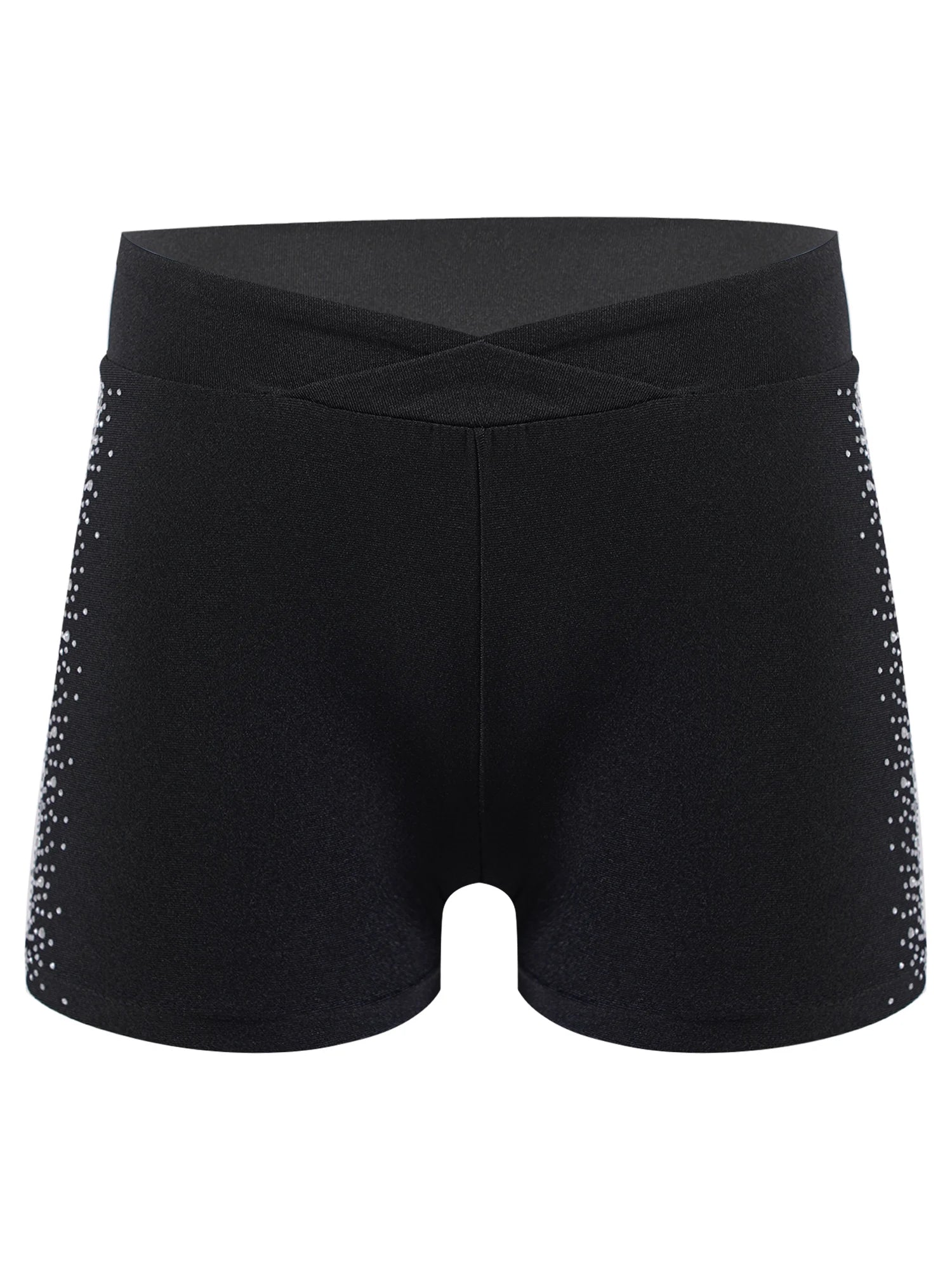 Girls Rhinestones Dance Shorts (Age 4-16 YRS) Black A