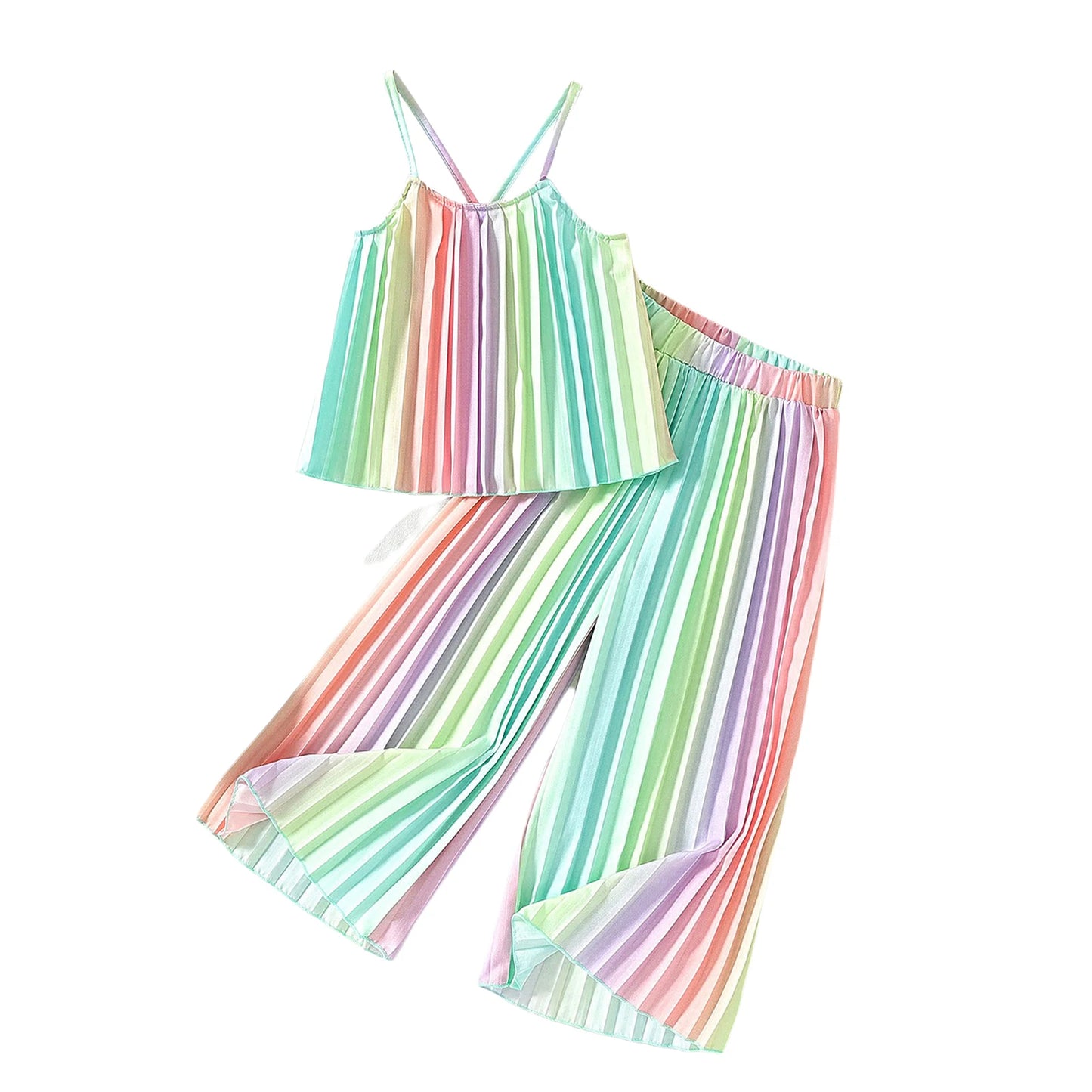 Girls Pleated Spaghetti Strap Camisoles Top & Wideleg Trousers (Age 4-7YRS)