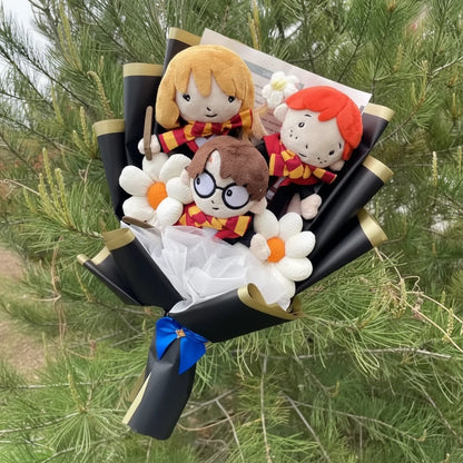 Harry Potter Plush Bouquet | Handmade Wizarding World Stuffed Doll Flower Arrangement