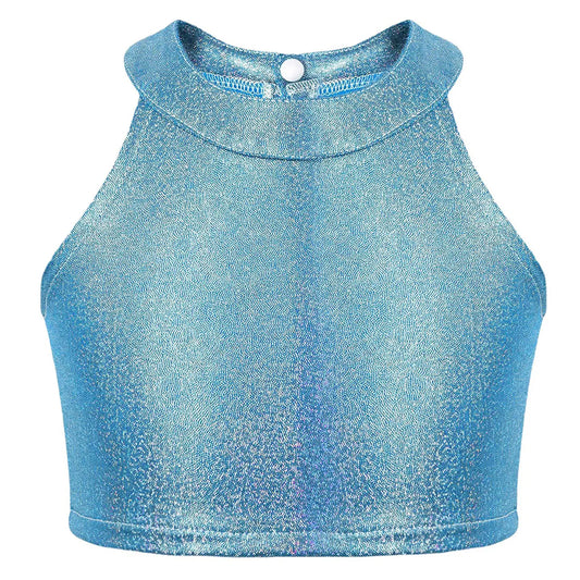 Girls Metallic Shiny Sleeveless Crop Top (Age 24M-16 YRS)