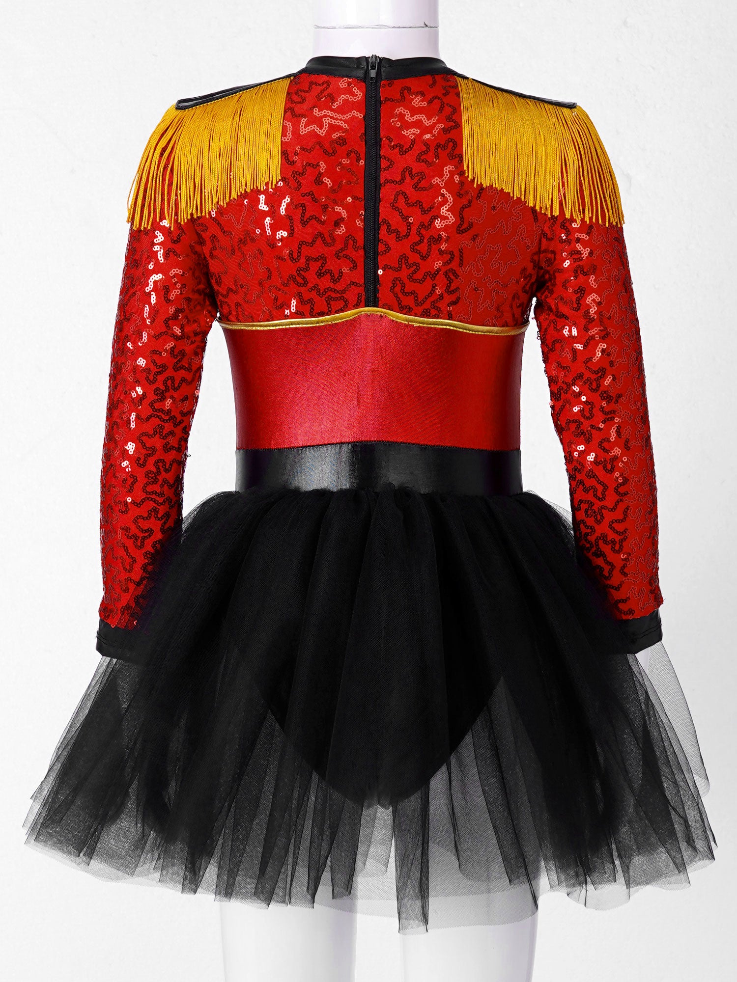 Girls Circus Ringmaster Magician Sequin Leotard Tutu Dress Costume (Age 6-16 YRS)