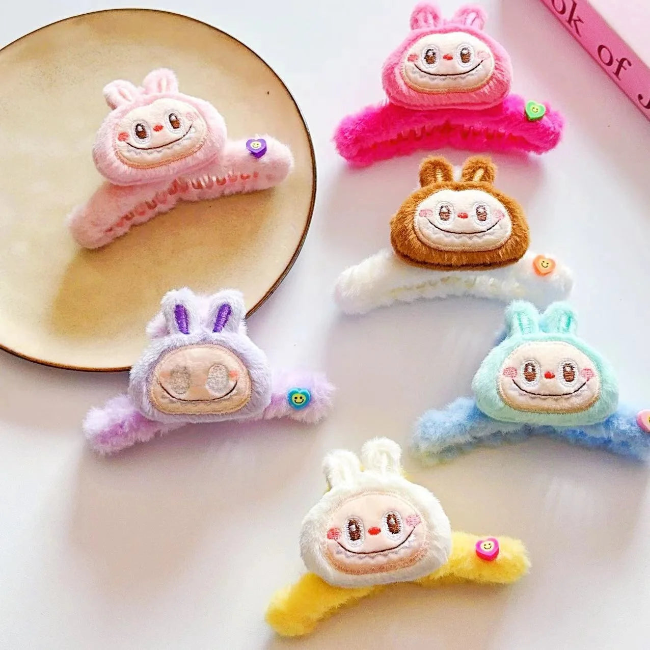 Labubu Double‑Sided Fabric Hair Clips | 3D Labubu Doll Barrettes