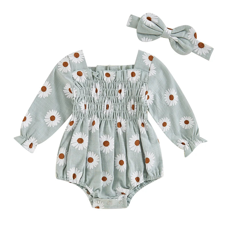 Baby Girls Daisy Romper (Age Newborn - 18M) Green