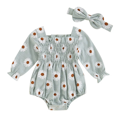 Baby Girls Daisy Romper (Age Newborn - 18M) Green