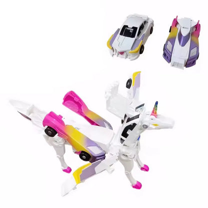 Unicorn Transformer Magic Car Toy – 2-in-1 Magnetic Collision Vehicle | DIY Transforming Robot Multicolor D